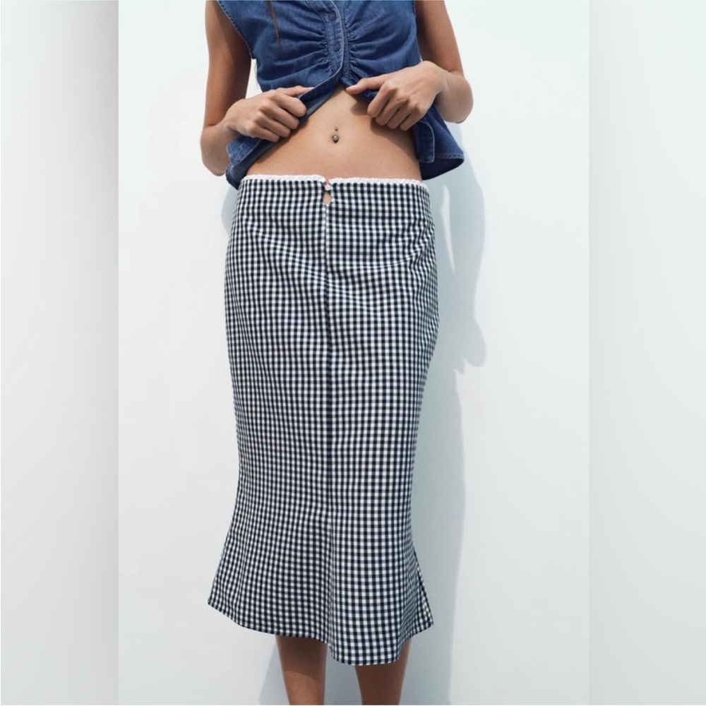 ZARA GINGHAM MIDI SKIRT